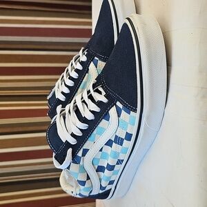 Vans Blue and White Checkered Sneakers